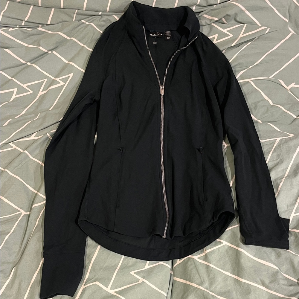 Athleta dark green elm Salutation Jacket size XXS NWOT